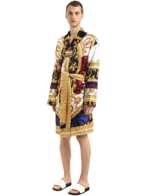 mens versace silk robe|Versace robe discount.